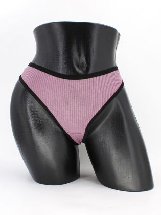 Стринги в рубчик с черной полоской - фото 1