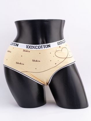 Слипы с принтом "сердечки" и эластичным поясом с надписью "100% COTTON" - фото 1