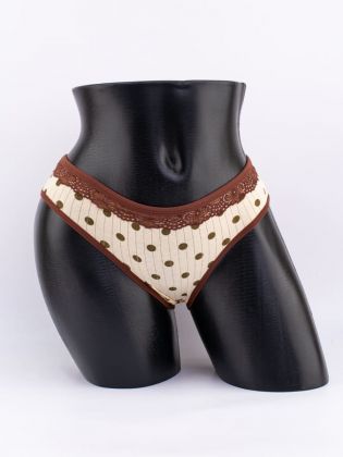 Слипы в крупный горошек с кружевом - фото 1