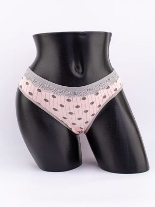 Слипы в крупный горошек с кружевом - фото 1