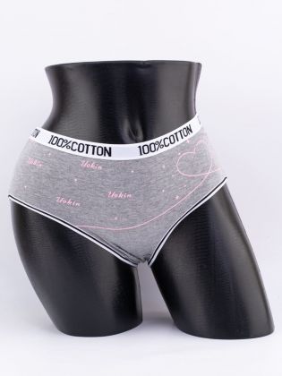 Слипы с принтом "сердечки" и эластичным поясом с надписью "100% COTTON" - фото 1