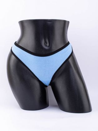 Стринги в рубчик с черной полоской - фото 1