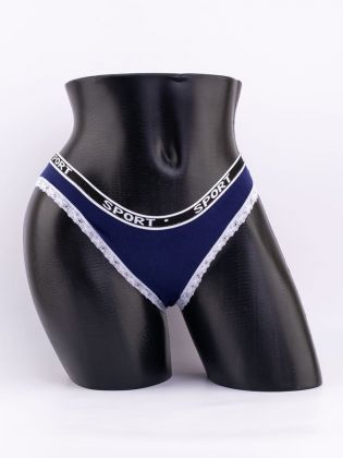 Слипы с кружевной окантовкой и эластичным поясом с надписью "sport" - фото 1