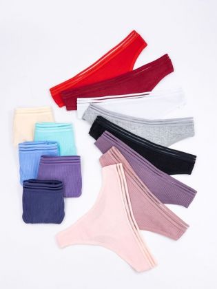 Стринги в рубчик с прозрачным поясом - фото 2