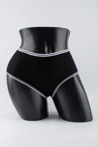 Слипы в рубчик с белым поясом и черной полоской  - фото 1